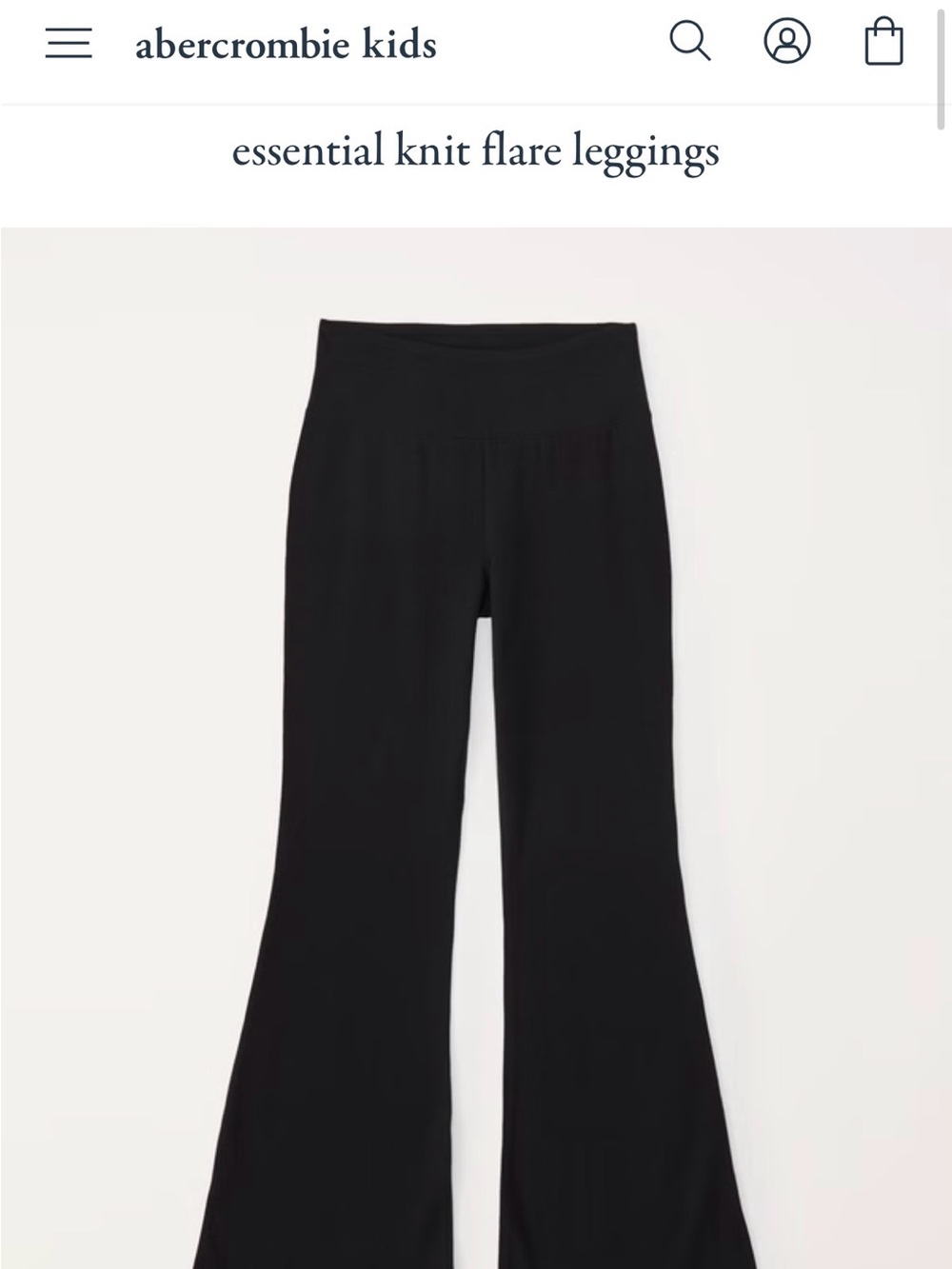 Abercrombie Kids Black Essential Knit Flare Leggings